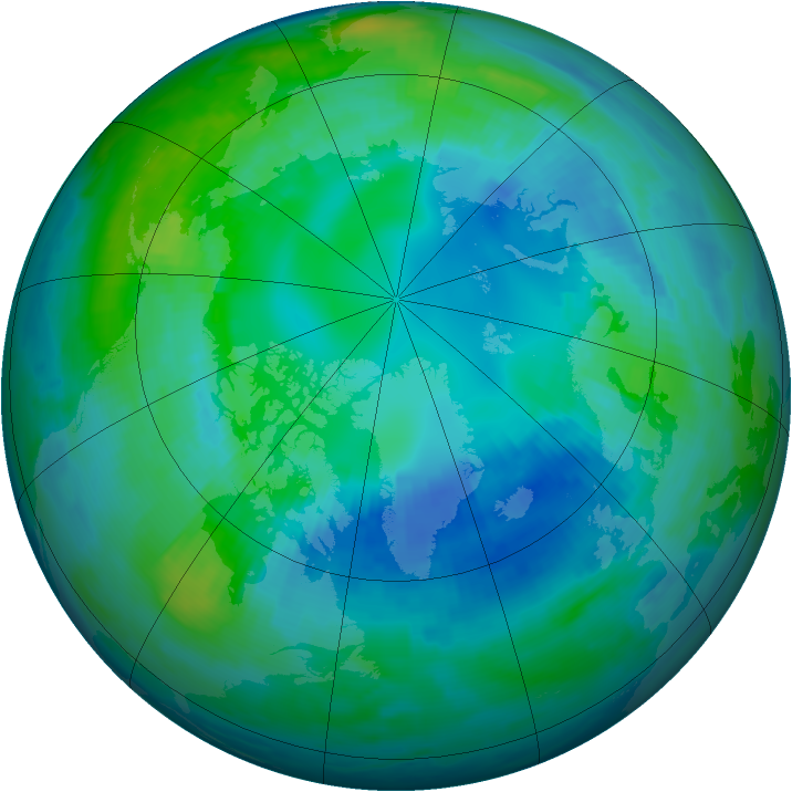 Arctic ozone map for 21 October 1997